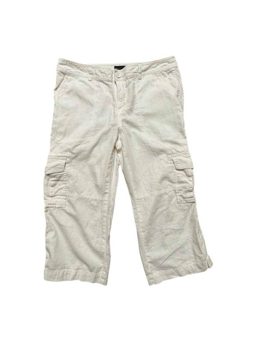 Banana Republic Linen Blend Cargo Capri Pants White Women’s Size 10